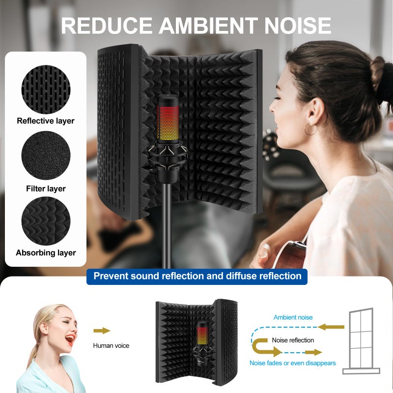 Aokeo Professional Studio Recording Microphone Isolation Shield,Suitable for Blue Yeti and Any Condenser Microphone Recording Equipmentï¼ˆAO-403ï¼‰ - Image 2